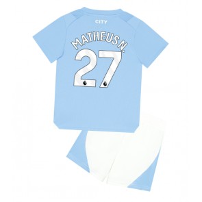 Manchester City Matheus Nunes #27 Hemmakläder Barn 2023-24 Kortärmad (+ Korta byxor)